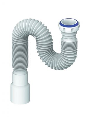 Гофра для сифона 800 мм, 1" 1/2х40/50, полипропилен, с гайкой, Unicorn, D85