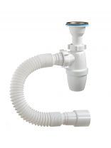 Сифон для мойки, 1" 1/4, 40х40/50, с выпуском, с гофрой, Сантехпродукт, Е-32021