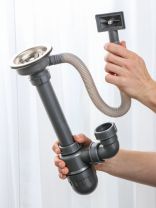 Сифон для мойки, 3" 1/2, 40х40/50, пластик, с переливом, прямоугольный перелив, Aqwin, YT-CBC-027