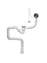 Сифон для ванны, 800 мм, 1 1/2-40, с выпуском, с переливом, круглый перелив, Инкопласт, SB0180