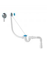 Сифон для ванны, с выпуском, с переливом, U-образный, с гибкой трубой 40х40/50, Aquanova, 1520 (E155)