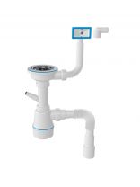 Сифон для мойки, 3 1/2", прямоугольный перелив, с гибкой трубой 1 1/2" 40/50, Aquanova, 1047 (А0145S)