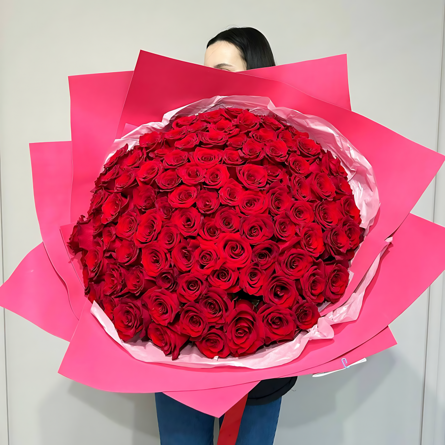 Букет из 10 красной розы, 60 см