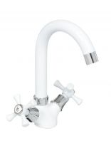 Смеситель для раковины, Frud, короткий излив, с кран-буксой, белый, R13332