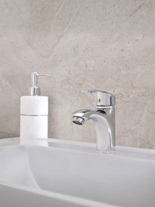 Смеситель для раковины, РМС, короткий излив, с картриджем, хром, SL85-001F