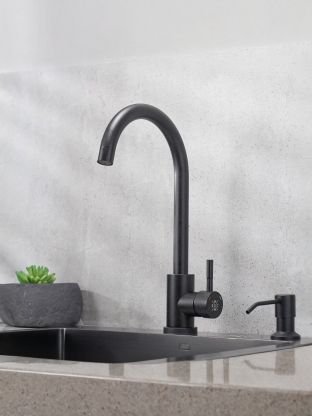 Смеситель для кухни, РМС, с картриджем, черный, SUS124BLK-017F