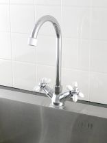 Смеситель для кухни, Эверест, с кран-буксой, белый, хром, B59-071A