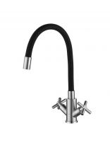 Смеситель для кухни, Stemix, гибкий излив, с кран-буксой, SUS 808-271F-1 BLACK