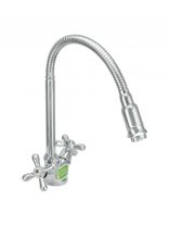 Смеситель для кухни, Juguni, гибкий излив, с кран-буксой, хром, 0402.980