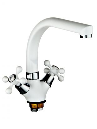 Смеситель для кухни, Эверест, с кран-буксой, белый, B69-657