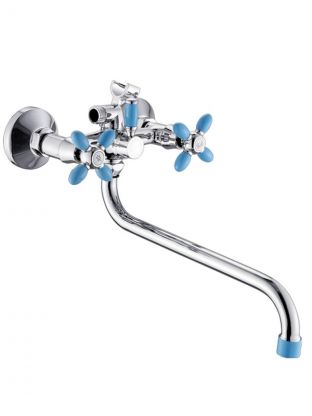 Смеситель для ванны, Эверест, с кран-буксой, голубой, B22-071D