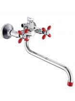 Смеситель для ванны, Эверест, с кран-буксой, красный, B22-071C