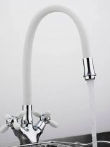 Смеситель для кухни, Frud, гибкий излив, с кран-буксой, белый, R44127-7