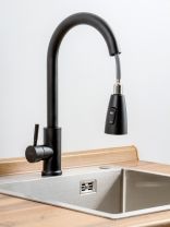 Смеситель для кухни, Aqwin, гибкий излив, с картриджем, черный, A0046S-6