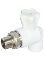 Кран для радиатора угловой, полипропилен, d20х1/2'', белый, Valfex