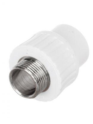 Муфта комбинированная полипропилен, d25х1/2'', наружная резьба, белая, Valfex