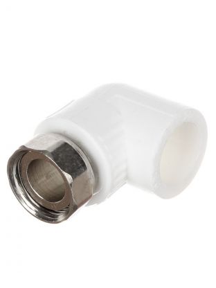 Уголок с накидной гайкой полипропилен, d20х1/2'', белый, Valfex