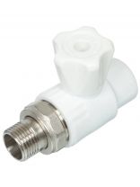 Кран для радиатора прямой, полипропилен, d20х1/2'', белый, Valfex