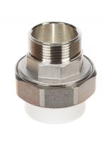 Муфта разъемная полипропилен, d40х1"1/4, наружная резьба, белая, РосТурПласт