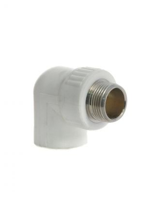 Уголок комбинированный полипропилен, d20х3/4", наружная резьба, белый, Valfex