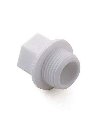 Заглушка комбинированная полипропилен, d32х1", наружная резьба, белая, РосТурПласт