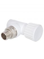 Вентиль для радиатора угловой, полипропилен, d20х1/2'', белый, РосТурПласт