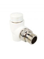 Клапан для радиатора термостатический угловой, полипропилен, d25х3/4", наружная резьба, вентиль, белый, РосТурПласт