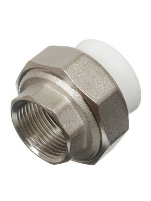 Муфта разъемная полипропилен, d40х1"1/4, внутренняя резьба, белая, Valfex