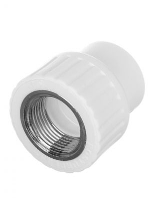 Муфта комбинированная полипропилен, d20х3/4", внутренняя резьба, белая, Valfex