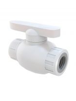 Кран шаровой полнопроходной, полипропилен, d20х1/2'', внутренняя резьба, белый, РосТурПласт