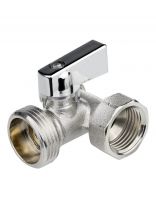 Кран для бытовой техники, 1/2"х3/4"х1/2", г-ш-ш, латунь, трехходовой, ручка-флажок, шаровой, никелированный, ГОСТ, Compact, MasterProf