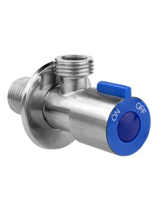 Кран для бытовых приборов, 1/2", ш-ш, нержавеющая сталь, угловой, круглая ручка, MasterProf