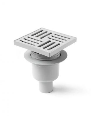 Трап канализационный прямой, 50 мм, 150х150 мм, РосТурПласт, регулируемый, пластик, 11420