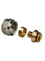 Соединитель 20х2,8х3/4", внутренняя резьба, евроконус аксиальный, латунь, желтый, РосТурПласт, 29353