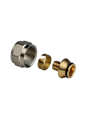 Соединитель 16х2.0х1/2", внутренняя резьба, евроконус аксиальный, латунь, желтый, РосТурПласт, 39774