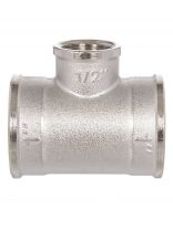 Тройник 3/4"х1/2"х3/4", г-г-г, никель, индивидуальная упаковка, РосТурПласт