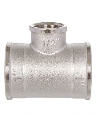 Тройник 1"х1/2"х1", г-г-г, никель, STI