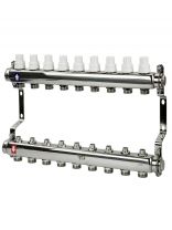 Коллекторная группа 3/4", с ручными клапанами и кронштейном, 1"х 9 выходов, РосТурПласт