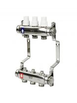 Коллекторная группа 3/4", с ручными клапанами и кронштейном, 1"х 3 выхода, РосТурПласт