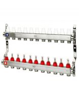 Коллекторная группа 3/4", с расходометром и кронштейном, 1"х11 выходов, РосТурПласт