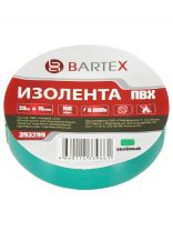 Изолента ПВХ, 15 мм, 150 мкм, зеленая, 20 м, индивидуальная упаковка, Bartex