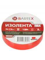 Изолента ПВХ, 15 мм, 150 мкм, красная, 20 м, индивидуальная упаковка, Bartex