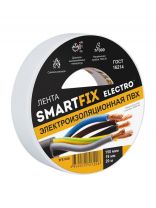 Изолента ПВХ, 19 мм, 150 мкм, белая, 20 м, SmartFix, Electro, SFE192B