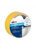 Клейкая лента 38 мм, двухсторонняя, основа полипропиленовая, 10 м, Unibob, 38566