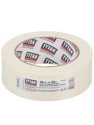 Лента малярная 38 мм, белая, основа бумажная, 50 м, Tytan, 115330