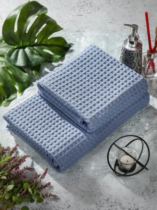 Полотенце банное вафельное 70х140 см, 100% хлопок, 290 г/м2, Лайт, Silvano, небесное, Узбекистан