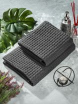 Полотенце банное вафельное 100х150 см, 100% хлопок, 290 г/м2, Лайт, Silvano, графит, Узбекистан