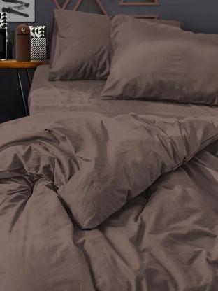 Постельное белье евро, простыня 216х240 см, 2 наволочки 70х70 см, 2 наволочки 50х70 см, пододеяльник 200х215 см, Silvano, поплин, Мокка