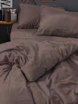 Постельное белье евро, простыня 216х240 см, 2 наволочки 70х70 см, 2 наволочки 50х70 см, пододеяльник 200х215 см, Silvano, поплин, Мокка
