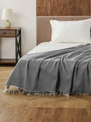 Плед 1.5-спальный, 150х200 см, 5% хлопок, 60% полиэстер, 20% ПАН, Vladi, Милан, белый, серый, рап.1